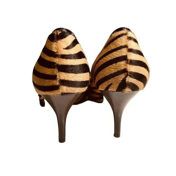 Joan & David 2" KITTEN HEEL ZEBRA PRINT PONY HAIR BROWN SZ 7.5 ITALIAN LEATHER - Picture 8 of 11